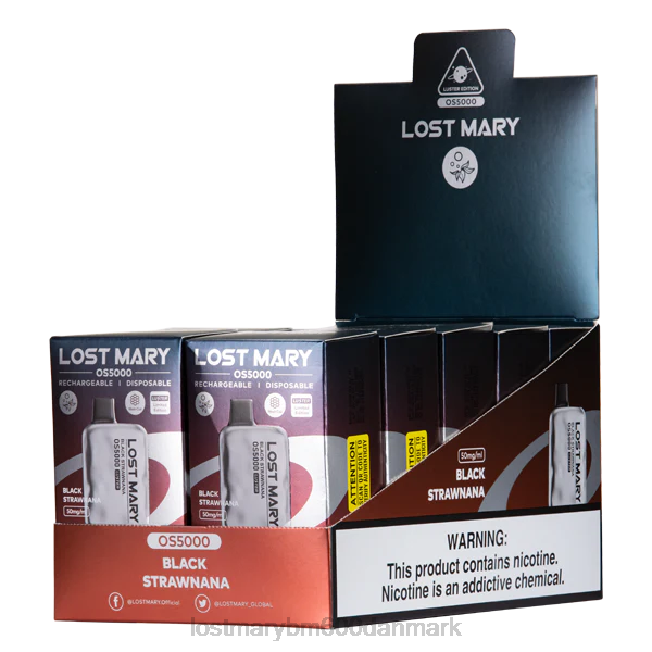 LOST MARY vape danmark mistede mary os5000 glans ZD2011 sort strawnana