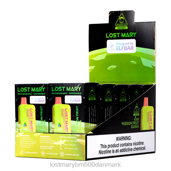 LOST MARY vape pris tabte mary os5000 ZD2039 kiwi passionsfrugt guava