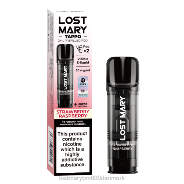 LOST MARY puff lost mary tappo præfyldte bælg - 20mg - 2pk ZD20178 jordbær hindbær
